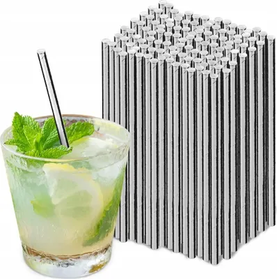 Produktbild von Papier-Trinkhalme Glänzend Silber – 250 Stück