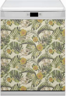 Produktbild von Dekorative Magnetmatte Küche Geschirrspüle 60x80 cm  Magnet für Spülmaschine  - Tropische Blumen