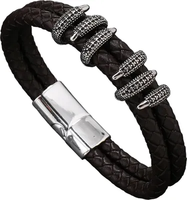 Immagine prodotto di Bracciale da uomo HA-33330 - Marrone scuro e Argento KP33330