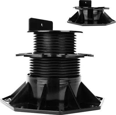 Immagine prodotto di ISOISL Supporti regolabili in altezza per pavimentazioni, confezione da 10 pezzi. Piedini regolabili da 60 a 140 mm. Supporti a piastra per la struttura di supporto di pavimentazioni per terrazze, adatti per legno, WPC (legno-plastica) e pietra