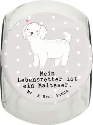 Produktbild von Mr. & Mrs. Panda Dose Malteser Lebensretter XL 2000ml - Grau Pastell - Geschenk, Keksdose, Vorratsglas, Leckerli, Vorratsbehälter, leckerlidose