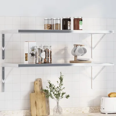 Obrázok produktu pre Maison Exclusive – konzoly na police, 4 ks, 40 x 2,5 x 25 cm, strieborná nerezová oceľ