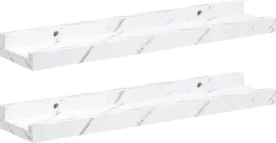Produktbild von vidaXL Wandregal 2 pcs Weiß Marmor 40 x 9 x 3 cm Holzwerkstoff