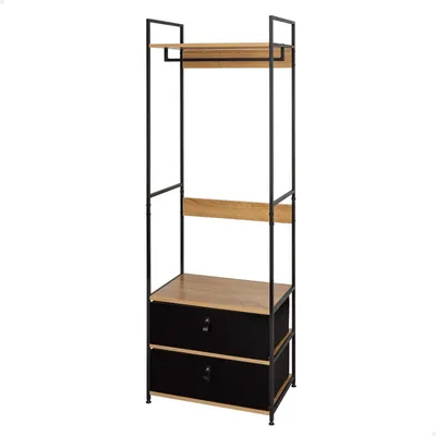 Offener Kleiderschrank 60x40x175 cm, Stahl/Holz, 2 Stoffschubladen