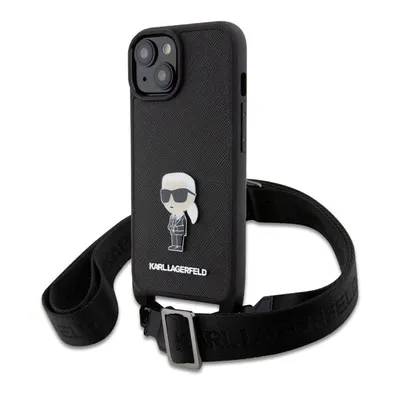 Produktbild von Karl Lagerfeld Saffiano Case Metal Ikonik iPhone 15 black