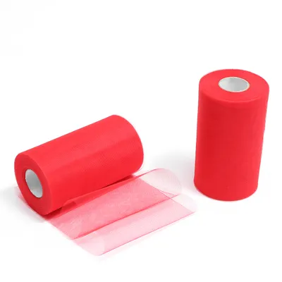 Produktbild von ZADAWERK Tüll - 15 cm x 45 m - Rot - 1 Rolle - Tisch-Deko - Hochzeit - Weihnachts-Tüll - Geschenk - Schleife - Schleier - Tutu - DIY Tüllrolle