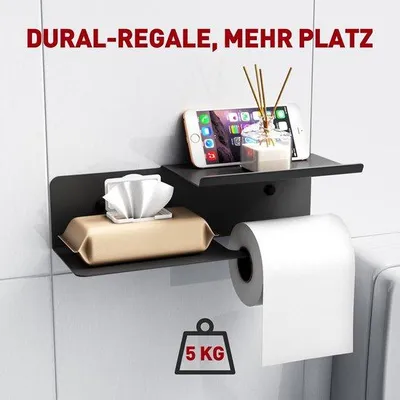 Immagine prodotto di Portarotolo da bagno Famanu con doppio vano – Nero