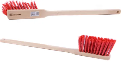 Produktbild von BawiTec Langstiel Handfeger 60cm Kunststoff rot Elaston 1 Stück Handbesen Handwerker-Besen Sicherheitshandfeger rote Borsten Holzgriff
