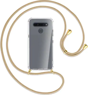 Produktbild von Handykette Backcover-Schutzhülle mit Band (Metall goldfarben) für LG K41S LM-K410 - caramel