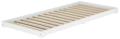 Produktbild von Kurzes Futon extra niedriges Unterschiebbett 90x190 Kiefer weiß V-60.47W-09-190Rollrost inkl.