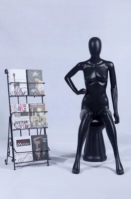 Produktbild von FC-66B Frau Schaufensterpuppe matt schwarz ohne Gesicht Arme und Kopf Schaufensterpuppe Female Mannequin Egghead Frau