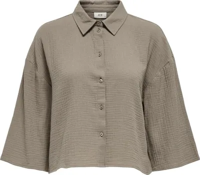 Produktbild von Legere Crepe Bluse Weite Ärmel 3/4 Hemdkragen  | L
