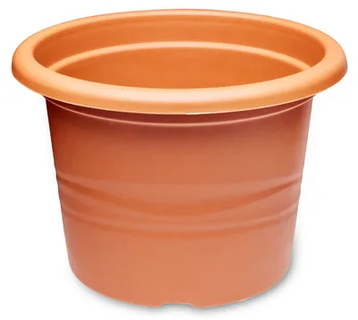 Image de Pot de fleurs rond en plastique Garronda pour fleurs et autres plantes GD-0022 (1 pièce - couleur terre cuite, 34 cm, H = 24 cm)