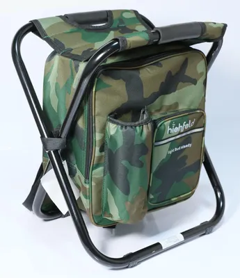 Produktbild von highfeld Camping Stuhl Hocker mit Rucksack camouflage Campinghocker Campingstuhl Rucksackstuhl