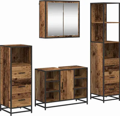 Obrázok produktu pre vidaXL Kúpeľňový nábytok so zásuvkami 4 ks regenerované drevo materiál na báze dreva