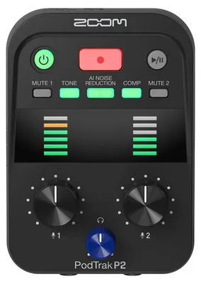 Produktbild von Zoom PodTrak P2, 24 Bit, 48 kHz, Schwarz, 82 x 116 x 43 mm, 226 g