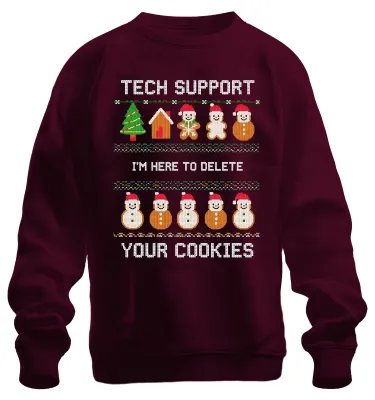 Obrázok produktu pre TECH SUPPORT I'M HERE TO DELETE Weihnachten IT Admin Geek Nerd Uni mikina, bordová, M