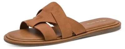 Productafbeelding van Tamaris dames slippers, plat model, textiel, bruin, maat 38 EU