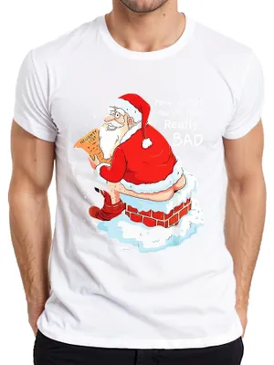 Obrázok produktu pre Father Christmas cheeky gift Ako zistiť, že si bol naozaj zlý pánske tričko, biele, L