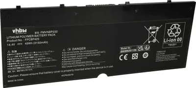 Produktbild von vhbw Akku Ersatz für Fujitsu FPCBP425AP, CP651077-02, FMVNBP232, FPCBP425 für Notebook (3050 mAh, 14,4 V, Li-Ion)