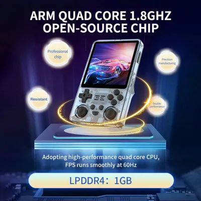 Powkiddy Handheld-Spiel, 4,0-Zoll-IPS-High-Clear-Bildschirm, Open-Source-Spielkonsole, WiFi 2.4G-Modell, BT-Funktion, 64-Bit-3D-Simulatoren, wiederaufladbare Batterie mit langer Laufzeit, riesiges Dual-Card-Design fuer Spiele, tragbarer Gaming-Player