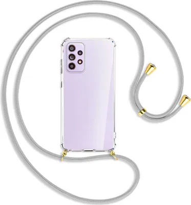 Produktbild von Handykette Backcover-Schutzhülle mit Band (Metall goldfarben) für Samsung Galaxy A33 5G - silbergrau