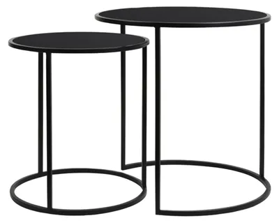 Immagine prodotto di Set di tavolini Light & Living DUARTE in vetro nero e nero opaco – Ø40x45+Ø50x52 cm