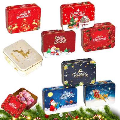 8er-Set Weihnachtsdosen aus Metall mit Deckel, bunt