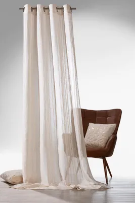 Produktbild von Heimtexland ® Ösenschal Leinen Optik natur Deko Gardine transparent Boho Vorhang Natural Living HxB 245x135 Typ891 Längstreifen