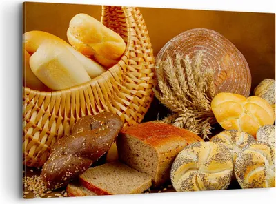 Produktbild von Bild auf Leinwand - Leinwandbild - Bäckerei Brot Essen - 100x70cm - Wand Bild - Wanddeko - Leinwanddruck - Bilder - Kunstdruck - Wanddekoration - Leinwand bilder - Wandkunst - AA100x70-2309