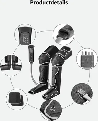 Imagen del producto de Masajeador con compresión de aire. Mejora la circulación sanguínea. 6 modos, 3 intensidades. Ideal para piernas. Alivia el dolor, los dolores musculares y la hinchazón