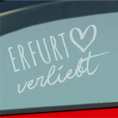 Produktbild von Auto Aufkleber Erfurt verliebt Herz Stadt Heimat Liebe Car 19x10 cm Milchglas Sticker Heckscheibenaufkleber
