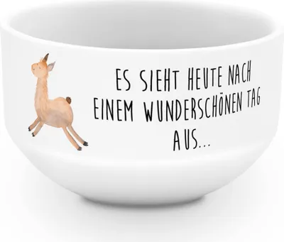 Produktbild von Mr. & Mrs. Panda Schüssel Lama Springen - Weiß - Geschenk, Guten Morgen, Liebeskummer, Obstschale, Fröhlich, schale, Müslischale, Müslischüssel, Glück, Start, Müsli