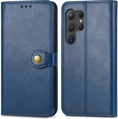 Produktbild von Mobigear Snap Button  Samsung Galaxy S25 Hülle Klapphülle Geldbörse - Blau