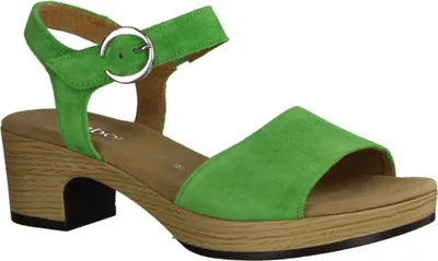 Produktbild von Gabor Comfort 42071-44 Damensandalette, Leder, Grün, Sandale mit Blockabsatz - Damenschuhe Sandalette / Sling, Grün, leder (dreamvelour), absatzh&oumlhe: 30 mm