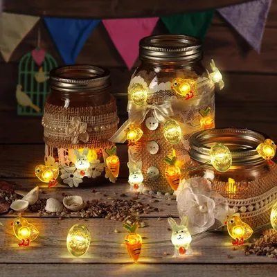 LED-Lichterkette Ostern 4 m 40 LEDs warmweiß batteriebetrieben