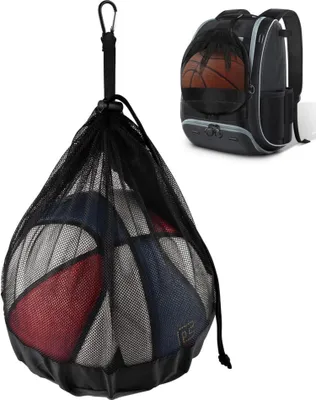 Image de BROTOU Sac à balles avec fermeture éclair pour 1 balle, sac à dos portable en filet pour le basket-ball, le football, le handball & le volley-ball