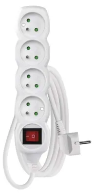 Obrázek produktu pro EMOS Prodlužovací kabel 3 m / 4 zásuvky / s vypínačem / bílý / PVC / 1,5 mm2, P1413R