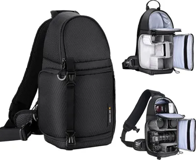 Produktbild von K&F CONCEPT Camera Sling Bag Stossfeste Kameratasche 10L Kapazitaet Kuriertasche fuer DSLR/SLR/Spiegellose Kameratasche mit herausnehmbaren Trennwaenden