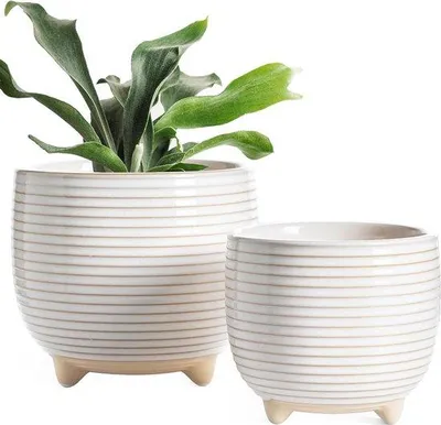 Obrázok produktu pre Sada dvoch kvetináčov – keramika, biela, priemer 12 cm a 16 cm, s odtokovým otvorom