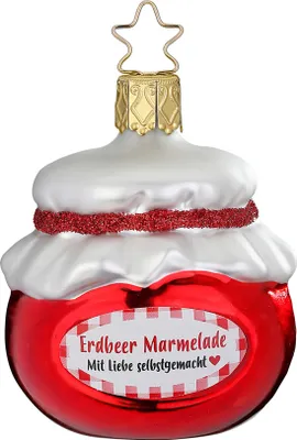 Produktbild von Christbaumschmuck Erdbeer Marmelade 7cm Glas rot 1 Stück
