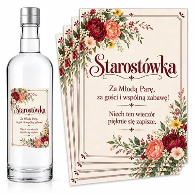 Obrázek produktu pro Etikety na lahve – „Starostówka” – květiny – #123 – 8 ks