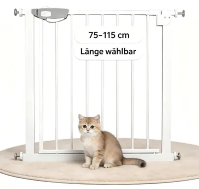 Produktbild von YARDIN Kindersicherheitstor 75‑85 cm Treppengitter Doppelverriegelung automatischer Schließmechanismus Babygitter für Treppe Tür Flur Weiß