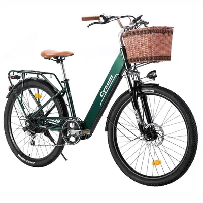 Produktbild von 26 Zoll E-Bike City E-Bike & E-Hollandrad bis zu 60-90km Stadtfahrrad für Erwachsene Elektrofahrrad 7 Gänge Damen Herren Bike Mit Frontkorb Grün