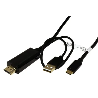 Obrázek produktu pro ROLINE Kabel USB C(M) -> HDMI A(M) + USB A(M), 4K@60Hz, 2 m, černý (11.04.5956)
