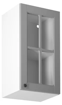 Obrázek produktu pro Horní prosklená skříňka LUMEA - šířka 40 cm, šedá / bílá