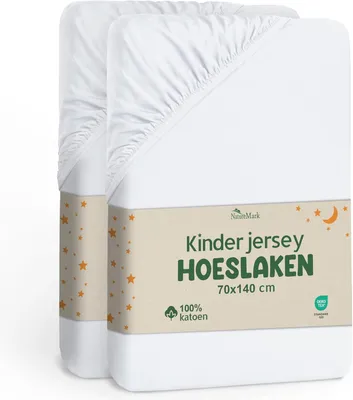 Productafbeelding van Jersey hoeslaken, 70x140 cm, set van 2, 100% katoen, geschikt voor baby- en kinderbed