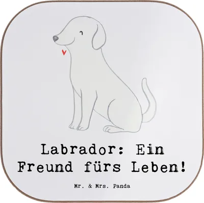 Produktbild von Mr. & Mrs. Panda Getränkeuntersetzer Labrador Freund - Weiß - Geschenk, Hund, loyaler, Untersetzer Glas, für Gläser, Hundeliebhaber, Hunderassen Eigenschaften, Hunderasse