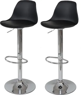 Produktbild von 2er-Set Barhocker HWC-B14, Tresenhocker Barstuhl Drehhocker, Kunstleder schwarz
