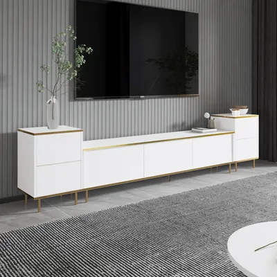 Produktbild von Cortin - TV-Schrank, 260x35x45h cm Weiß, 2 Regale